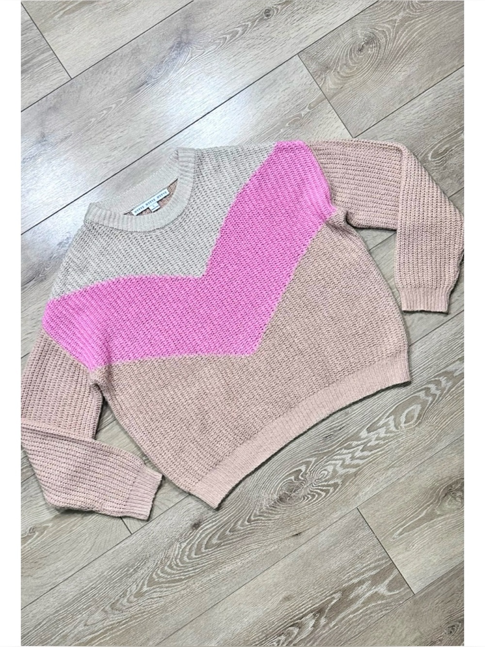 HYFVE All I Ask Colorblock Chevron Chunky Knit Boxy Sweater